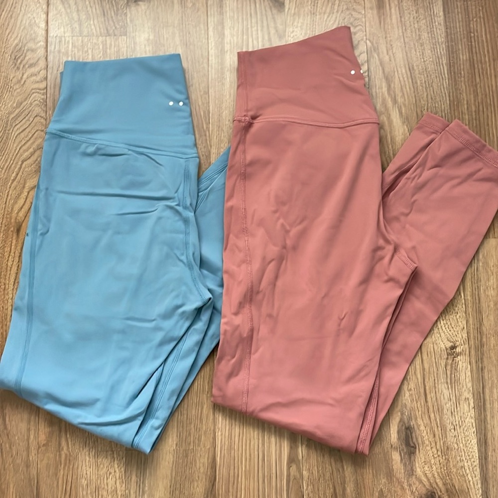 Women's High-Waisted Leggings - Blue and Pink